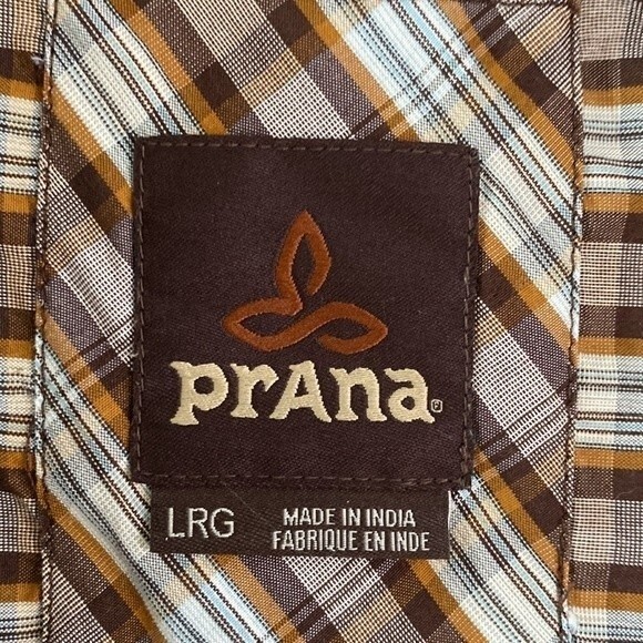 Prana Pearl Snap Plaid Checkered Short Sleeve Button Down Shirt Organic Cotton - Picture 8 of 15